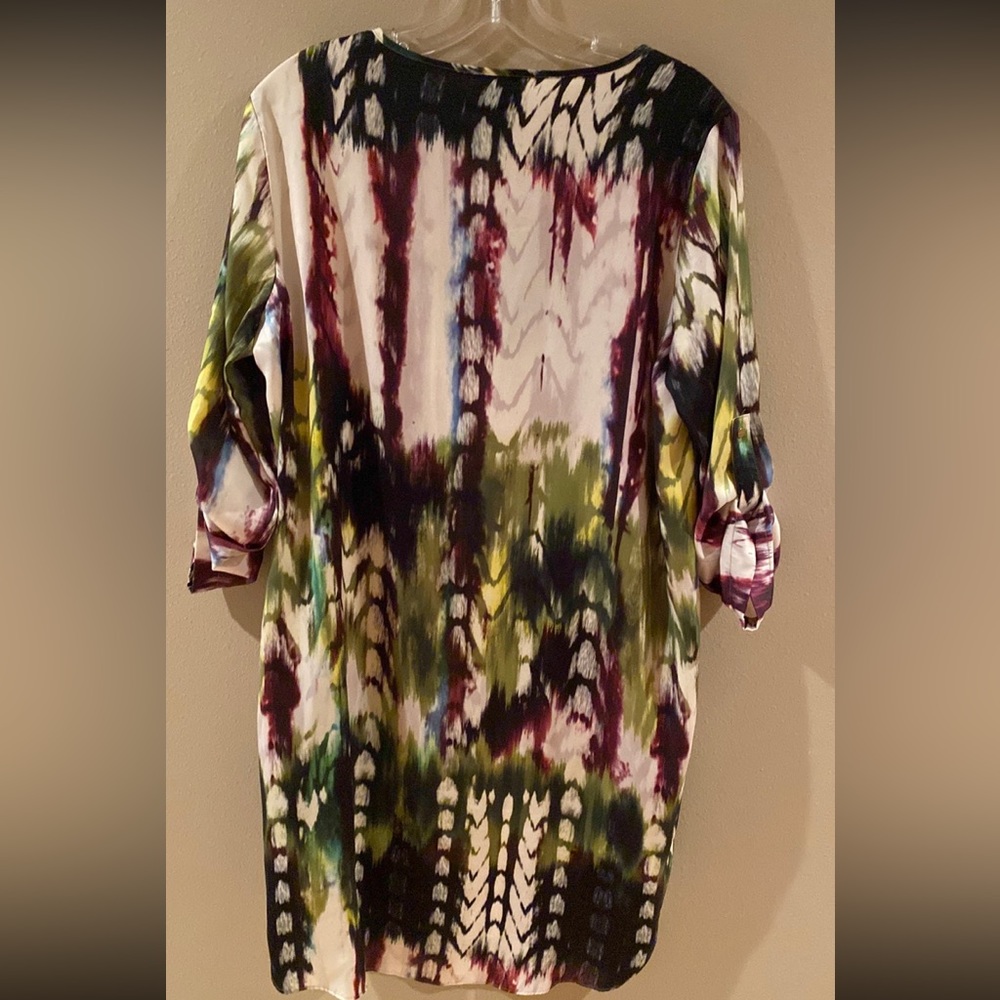 multicolored front slit dress